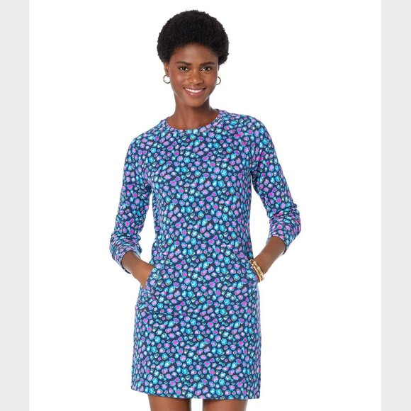 Lilly Pulitzer Beach Comber Long Sleeve Dress Seabreeze Blue Low Tide Large New Lilly Pulitzer Beach Comber Long Sleeve Dress Seabreeze Blue Low Tide Large New